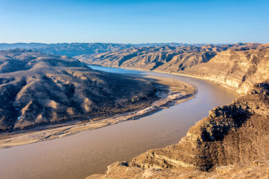 中国山西吕梁天下黄河第一湾风光
