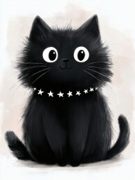 戴铃项圈的黑猫咪