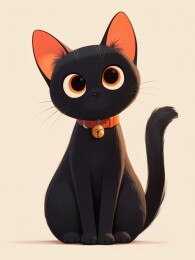 戴铃项圈的黑猫咪