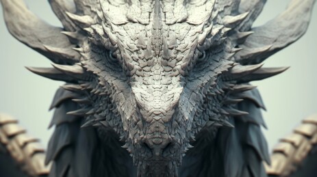 威严的白色龙首特写