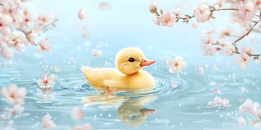 春日暖阳下的可爱小鸭