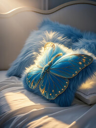 蓝色蝴蝶靠枕