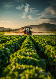 现代化农业机械正在喷洒农药