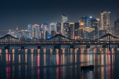 杭州彭埠大桥钱江新城夜景
