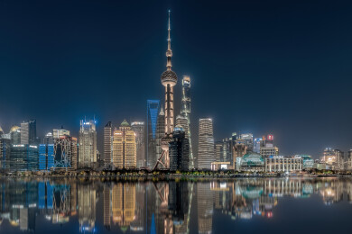 上海外滩陆家嘴世贸中心夜景