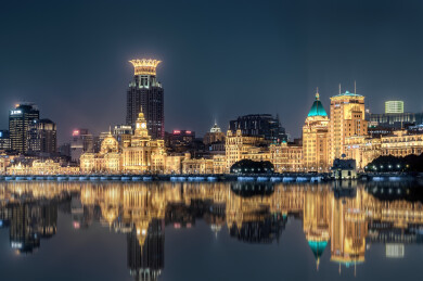 上海外滩陆家嘴世贸中心夜景