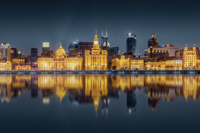 上海外滩陆家嘴世贸中心夜景