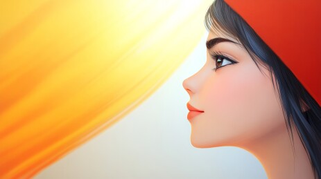 少女侧颜沐浴阳光