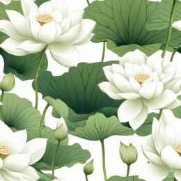 绿荷叶间绽放的白莲花