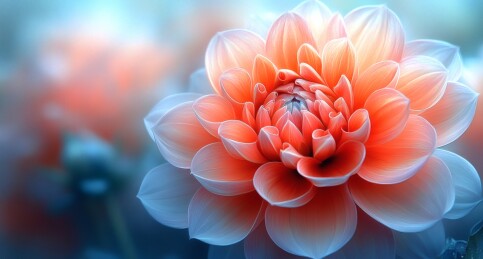 粉橙色大丽花特写微距摄影