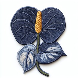 蓝色刺绣海芋花饰图案