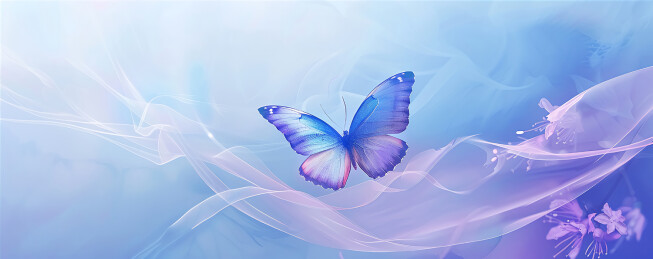 炫彩纱幔上飞舞的蝴蝶