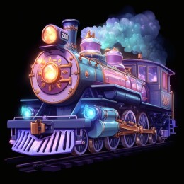 梦幻粉蓝复古蒸汽火车