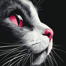 仰望天空的猫咪 黑白背景下的艺术肖像