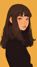 棕色长发女孩画像