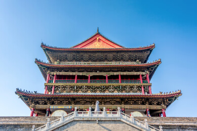 中国陕西西安鼓楼风光