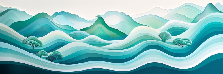 碧波荡漾山水图