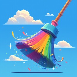 彩色卡通风格魔法扫帚