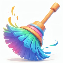 彩色卡通风格魔法扫帚