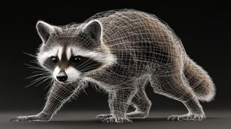 浣熊的 3D 线框模型