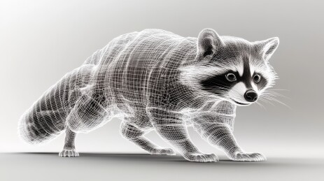 浣熊的 3D 线框模型