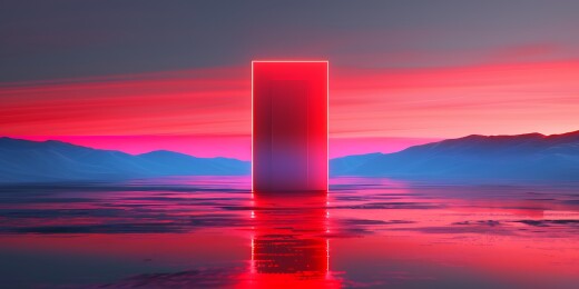 红色方碑落日余晖