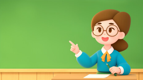 3D卡通风格的女教师在黑板前讲课