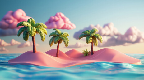 海边度假风景插画