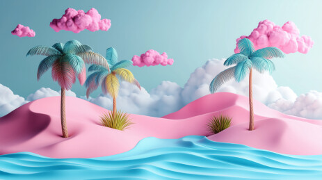 海边度假风景插画