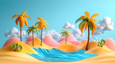 海边度假风景插画