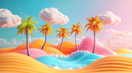 海边度假风景插画