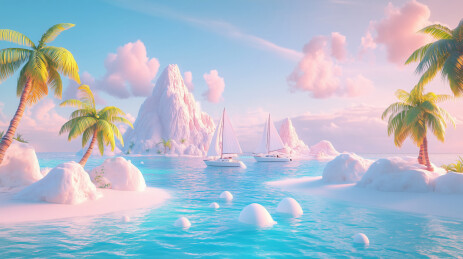 海边度假风景插画