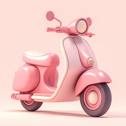 粉色复古摩托车