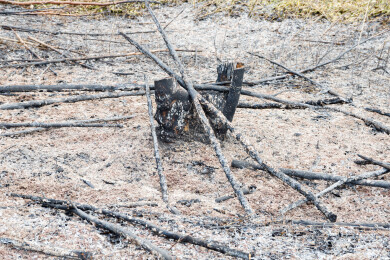 地上燃烧过后的灰烬