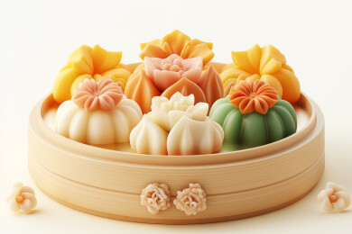 3D模型蒸笼里美味的点心