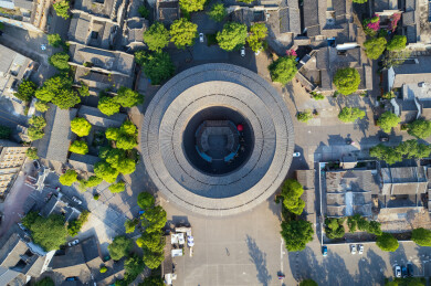 成都龙泉驿洛带古镇博客楼客家土楼航拍