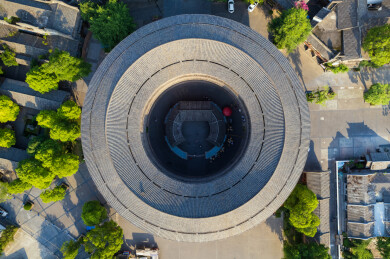 成都龙泉驿洛带古镇博客楼客家土楼航拍