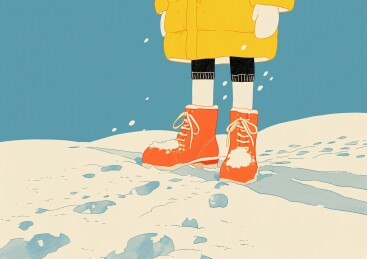 男孩冬装雪地