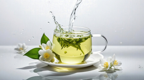 冲泡中的茉莉花茶