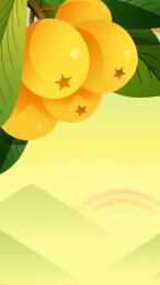 二十四节气之夏天小满枇杷树与彩虹插画