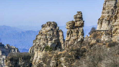 河北保定市5A景区白石山冬天的景色