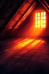 夕阳余晖中的旧阁楼