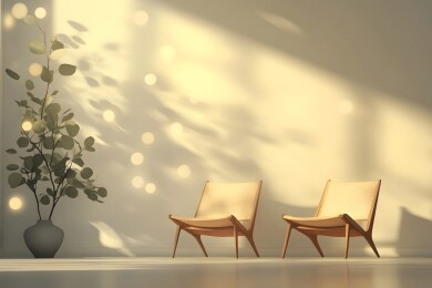 柔光下的复古木椅