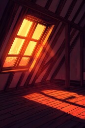 夕阳余晖中的旧阁楼