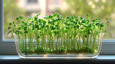 室内豆芽培育室的收获时刻