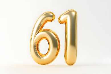 61气球数字3D渲染儿童节三维概念插图
