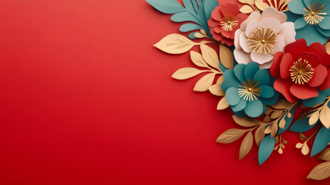 感恩节的金色花环鲜花插画