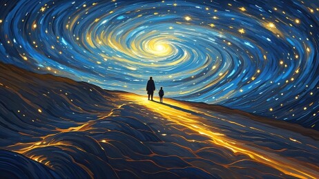 梵高风格的星空旅行者
