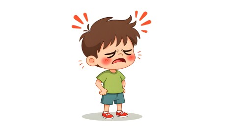 牙痛难忍的卡通男孩