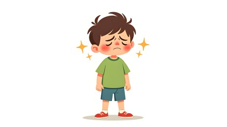 牙痛难忍的卡通男孩